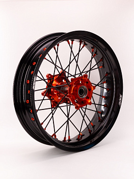 Диски обода дорожные для мотоцикла в сборе 17"/17" Supermoto оранжевые комплект
